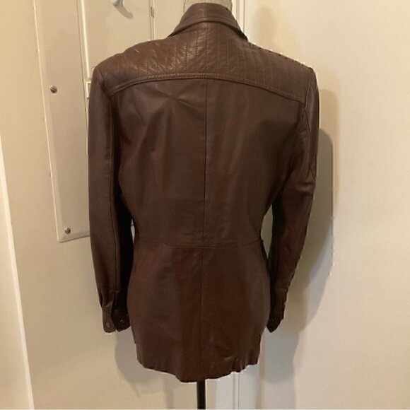 🦄RARE 70s Vintage Pierre Desmarais VOYAGEUR Genuine Brown Leather Jacket - Picture 5 of 13